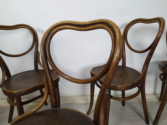 N28 Heart Chairs from Thonet, 1890s, Set of 5-EAD-1742709