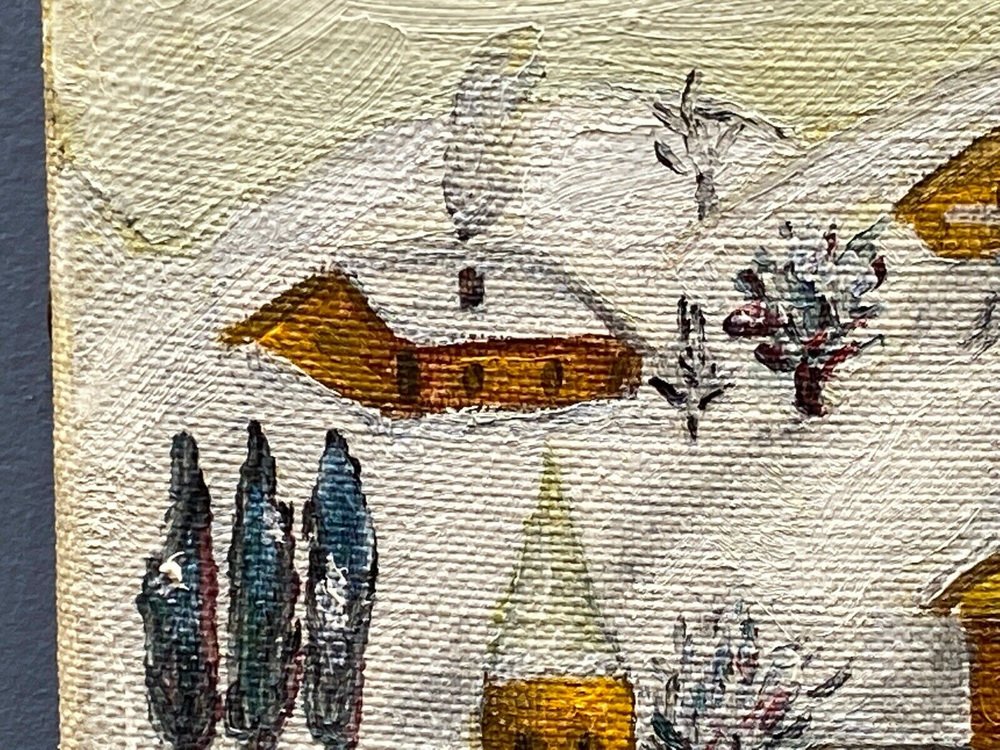 Naîve School Artist, Village Sous La Neige, 1960, Oil on Canvas