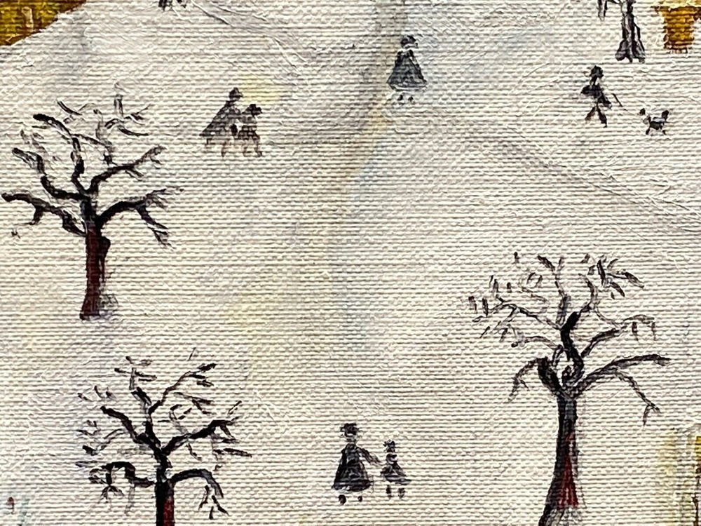 Naîve School Artist, Village Sous La Neige, 1960, Oil on Canvas