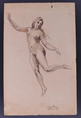 Nan Borazzo - Nude of Dancing Nymph - Original Pencil Drawing - 1931-ZCI-871313