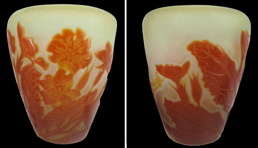 Nancy Glass Paste Vase with Floral Decoration by Émile Galle