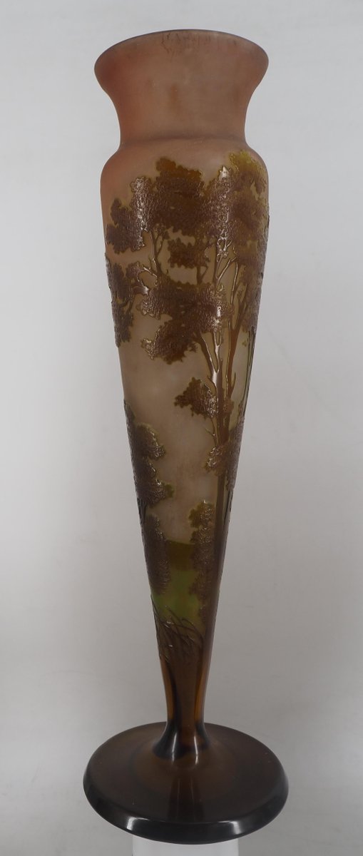 Nancy Glass Paste Vase with Forest Decor by Émile Galle