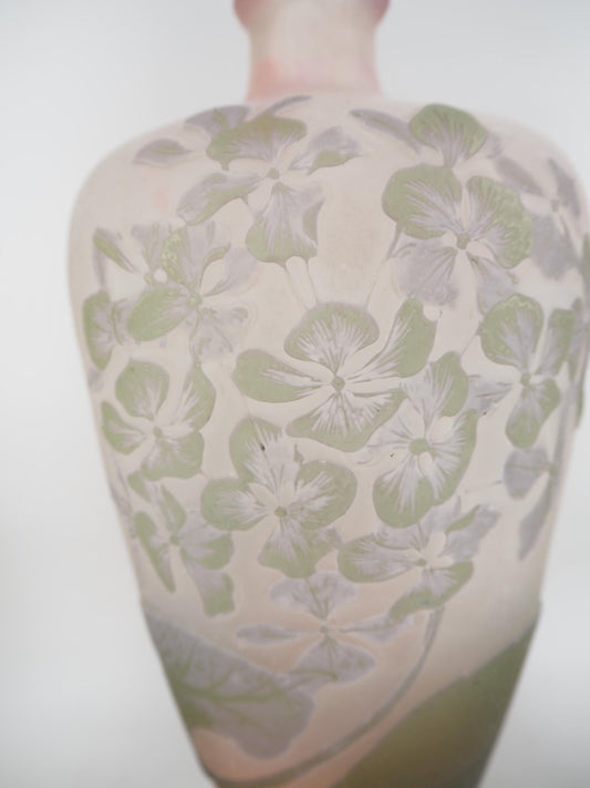 Nancy Glass Paste Vase with Hydrangeas by Émile Galle