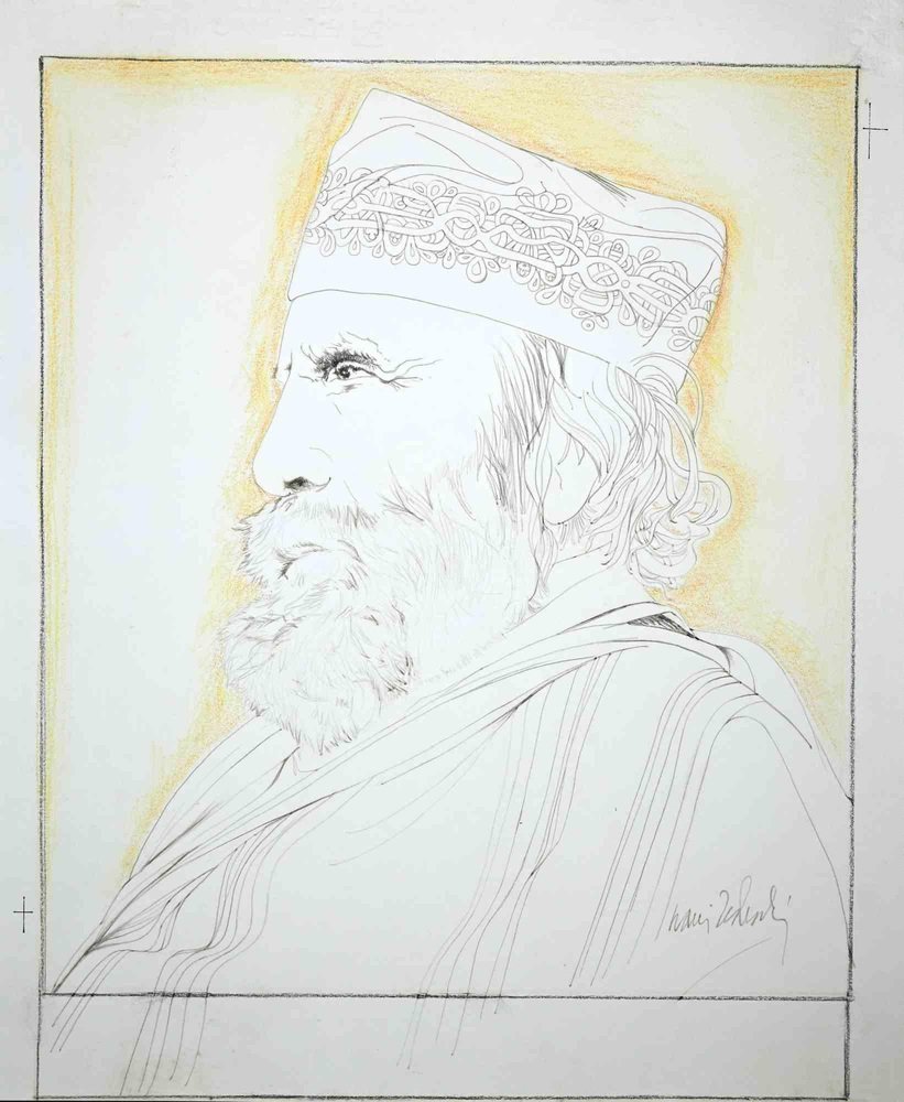 Nani Tedeschi, Portrait of Giuseppe Garibaldi, Drawing, 1970s