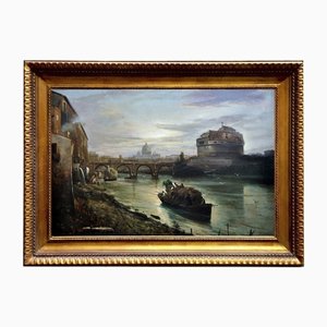 Naples, Italian Landscape, Oil on Canvas, Framed-YUW-1304944