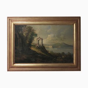 Naples Landscape Painting, Neapolitan School, Oil on Canvas, Framed-YUW-1313301