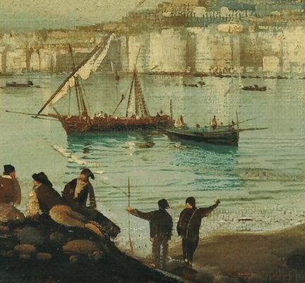 Naples, Posillipo School, Italian Landscape, 2004, Oil on Canvas, Framed-YUW-1313036