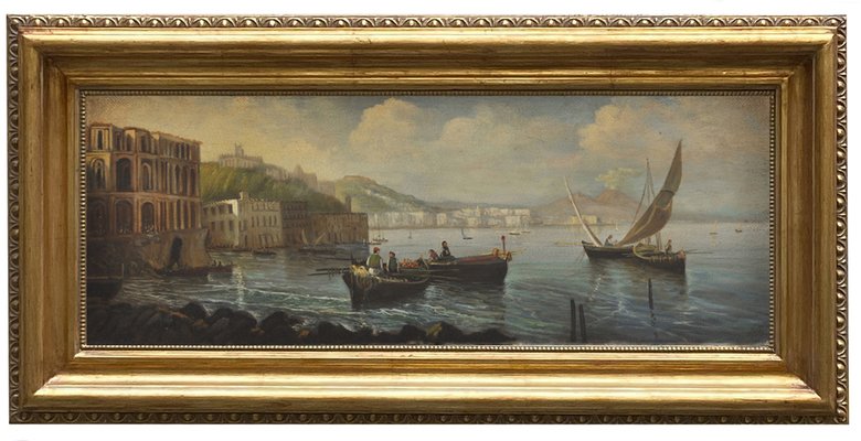 Naples, Posillipo School, Italian Landscape, Oil on Canvas, Framed-YUW-1304947