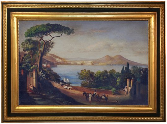 Naples, Posillipo School, Italian Landscape, Oil on Canvas, Framed-YUW-1304951