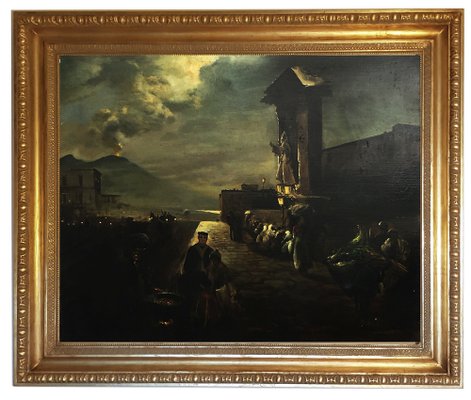 Naples, Posillipo School, Italian Landscape, Oil on Canvas, Framed-YUW-1304923