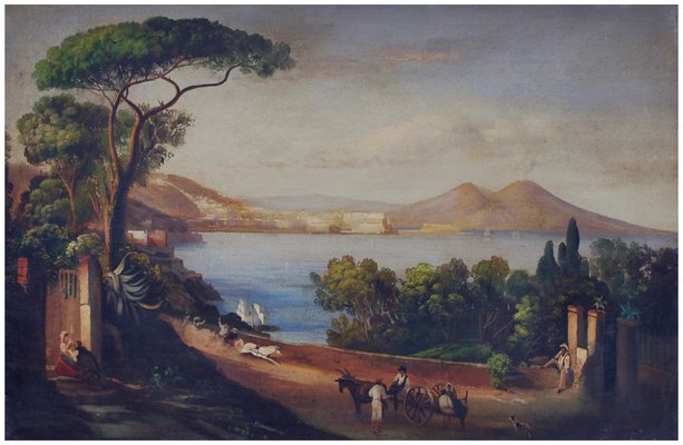 Naples, Posillipo School, Italian Landscape, Oil on Canvas, Framed-YUW-1304951