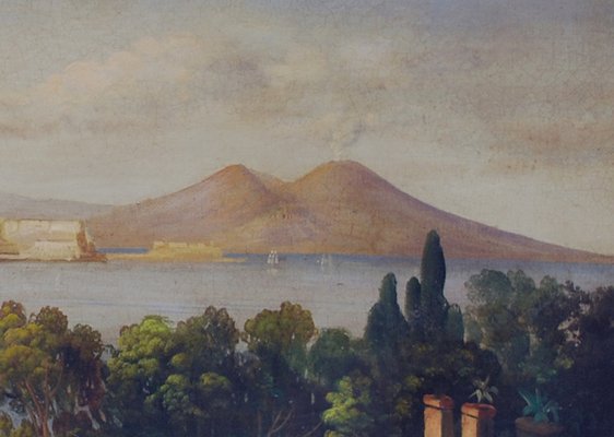 Naples, Posillipo School, Italian Landscape, Oil on Canvas, Framed-YUW-1304951