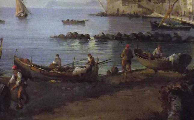 Naples, Posillipo School, Italian Landscape Painting, Oil on Canvas, Framed-YUW-1305227