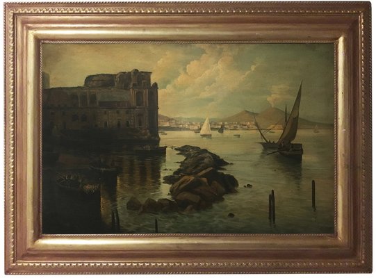 Naples, Posillipo School, Oil on Canvas, Framed-YUW-1312100