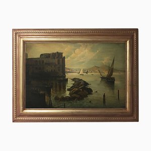 Naples, Posillipo School, Oil on Canvas, Framed-YUW-1312100