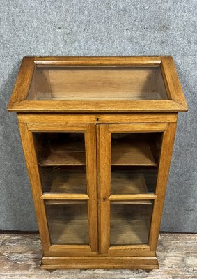 Napoleon III Apothecary Display Case with Inclined Surface in Oak, 1880s-MWB-2035896