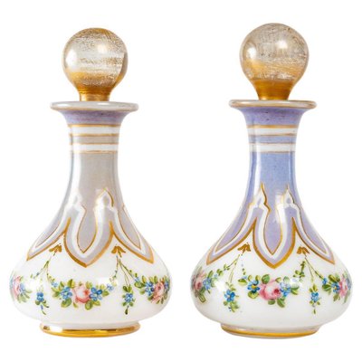 Napoleon III Bottles in Painted and Gilded Opaline, Set of 2-WFS-1580944