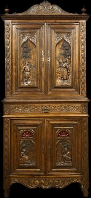 Napoleon III Breton Buffet Poulias House Cabinet in Oak-MWB-1396938