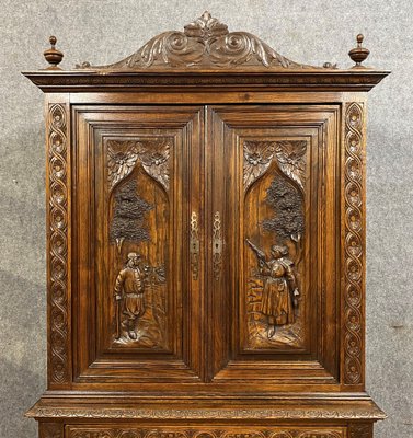 Napoleon III Breton Buffet Poulias House Cabinet in Oak-MWB-1396938