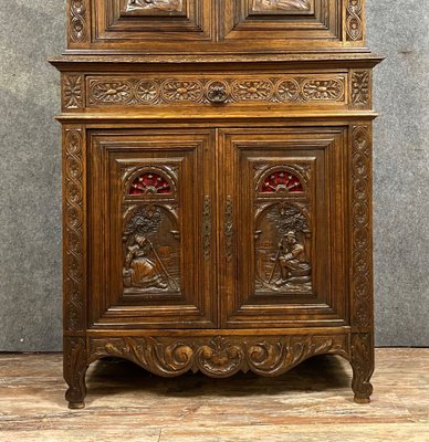 Napoleon III Breton Buffet Poulias House Cabinet in Oak-MWB-1396938