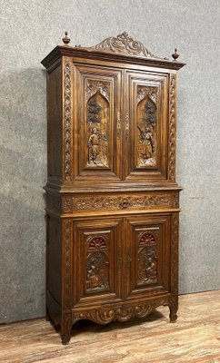 Napoleon III Breton Buffet Poulias House Cabinet in Oak-MWB-1396938