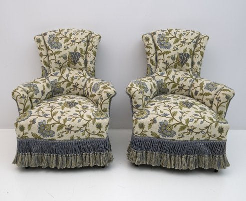 Napoleon III Brocade Armchairs, 19th Century, Set of 2-FER-1343493