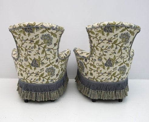 Napoleon III Brocade Armchairs, 19th Century, Set of 2-FER-1343493