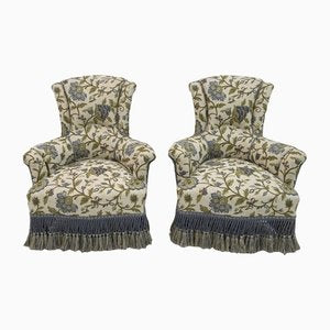 Napoleon III Brocade Armchairs, 19th Century, Set of 2-FER-1343493