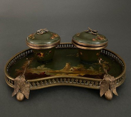 Napoleon III Bronze Desk Inkwell, 19th Century-QKG-1719048