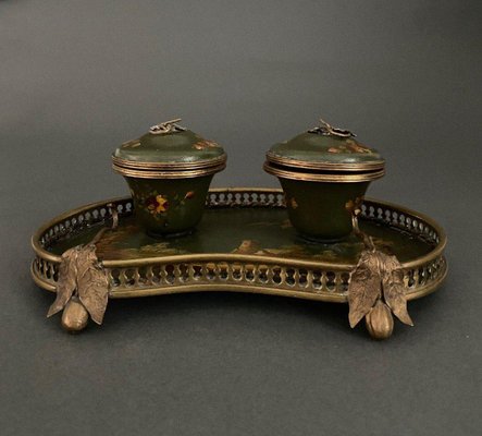 Napoleon III Bronze Desk Inkwell, 19th Century-QKG-1719048