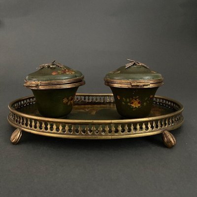 Napoleon III Bronze Desk Inkwell, 19th Century-QKG-1719048