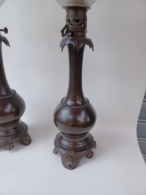 Napoleon III Bronze Petroleum Lamps, 1860s, Set of 2-EHL-1739035