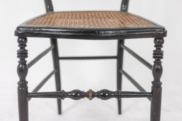 Napoléon III Caned Chair in Turned and Blackened Wood-CEJ-1788076