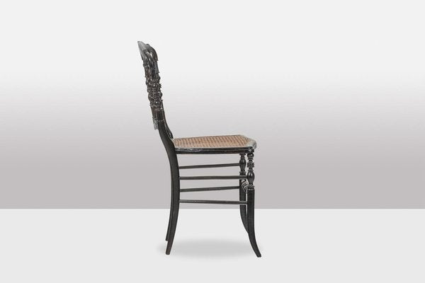 Napoléon III Caned Chair in Turned and Blackened Wood-CEJ-1788076