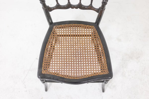 Napoléon III Caned Chair in Turned and Blackened Wood-CEJ-1788076