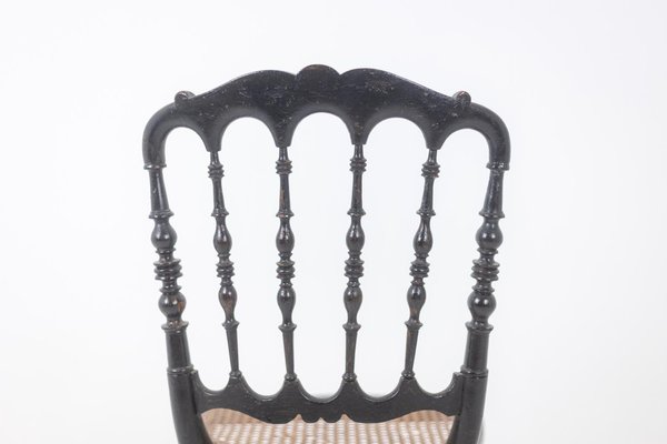 Napoléon III Caned Chair in Turned and Blackened Wood-CEJ-1788076