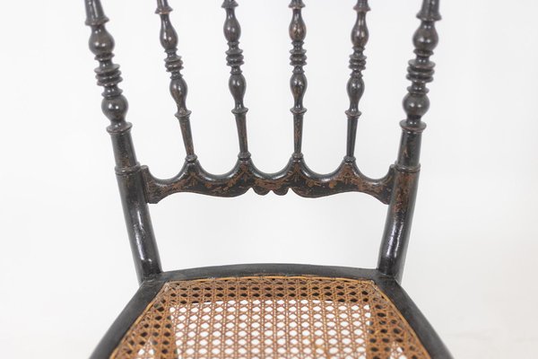 Napoléon III Caned Chair in Turned and Blackened Wood-CEJ-1788076