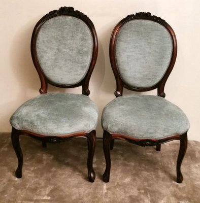 Napoleon III Carved Mahogany Side Chairs, Set of 2-QRS-726386