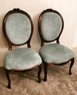 Napoleon III Carved Mahogany Side Chairs, Set of 2-QRS-726386