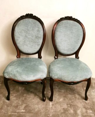 Napoleon III Carved Mahogany Side Chairs, Set of 2-QRS-726386