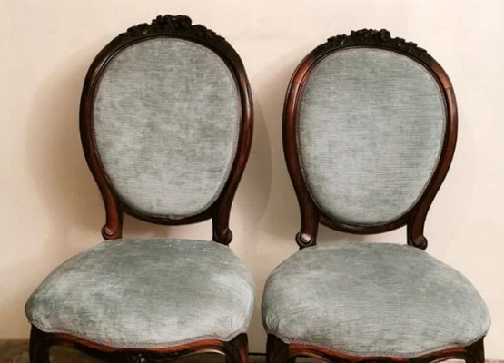 Napoleon III Carved Mahogany Side Chairs, Set of 2-QRS-726386