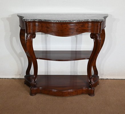 Napoleon III Console Table in Sainte-Anne Marble & Mahogany, Mid-19th Century-RVK-1406223