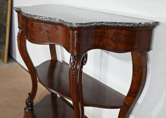 Napoleon III Console Table in Sainte-Anne Marble & Mahogany, Mid-19th Century-RVK-1406223