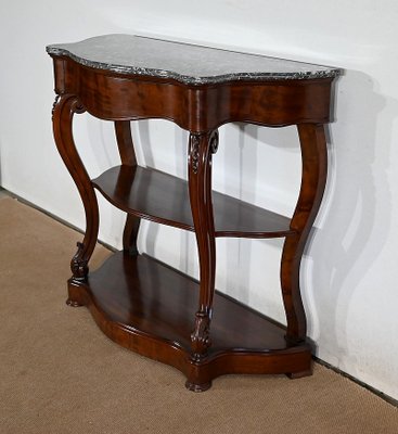 Napoleon III Console Table in Sainte-Anne Marble & Mahogany, Mid-19th Century-RVK-1406223