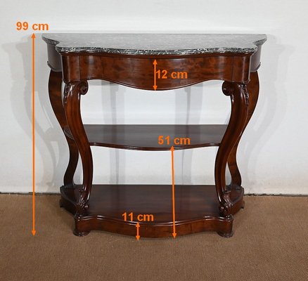 Napoleon III Console Table in Sainte-Anne Marble & Mahogany, Mid-19th Century-RVK-1406223