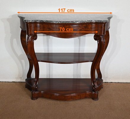 Napoleon III Console Table in Sainte-Anne Marble & Mahogany, Mid-19th Century-RVK-1406223