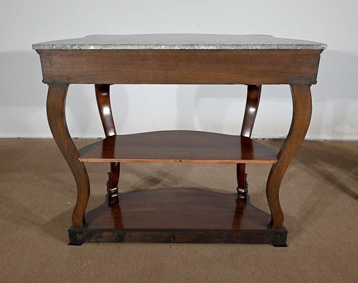 Napoleon III Console Table in Sainte-Anne Marble & Mahogany, Mid-19th Century-RVK-1406223