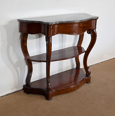 Napoleon III Console Table in Sainte-Anne Marble & Mahogany, Mid-19th Century-RVK-1406223