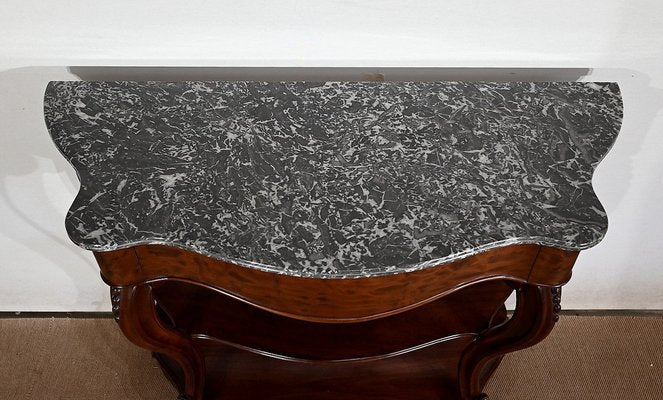 Napoleon III Console Table in Sainte-Anne Marble & Mahogany, Mid-19th Century-RVK-1406223