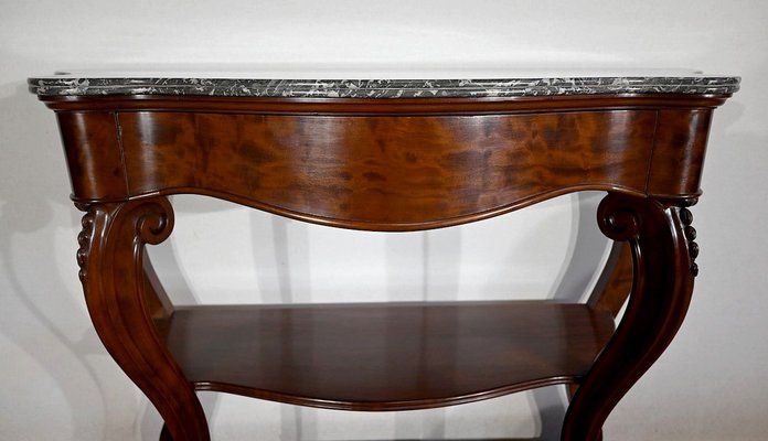 Napoleon III Console Table in Sainte-Anne Marble & Mahogany, Mid-19th Century-RVK-1406223